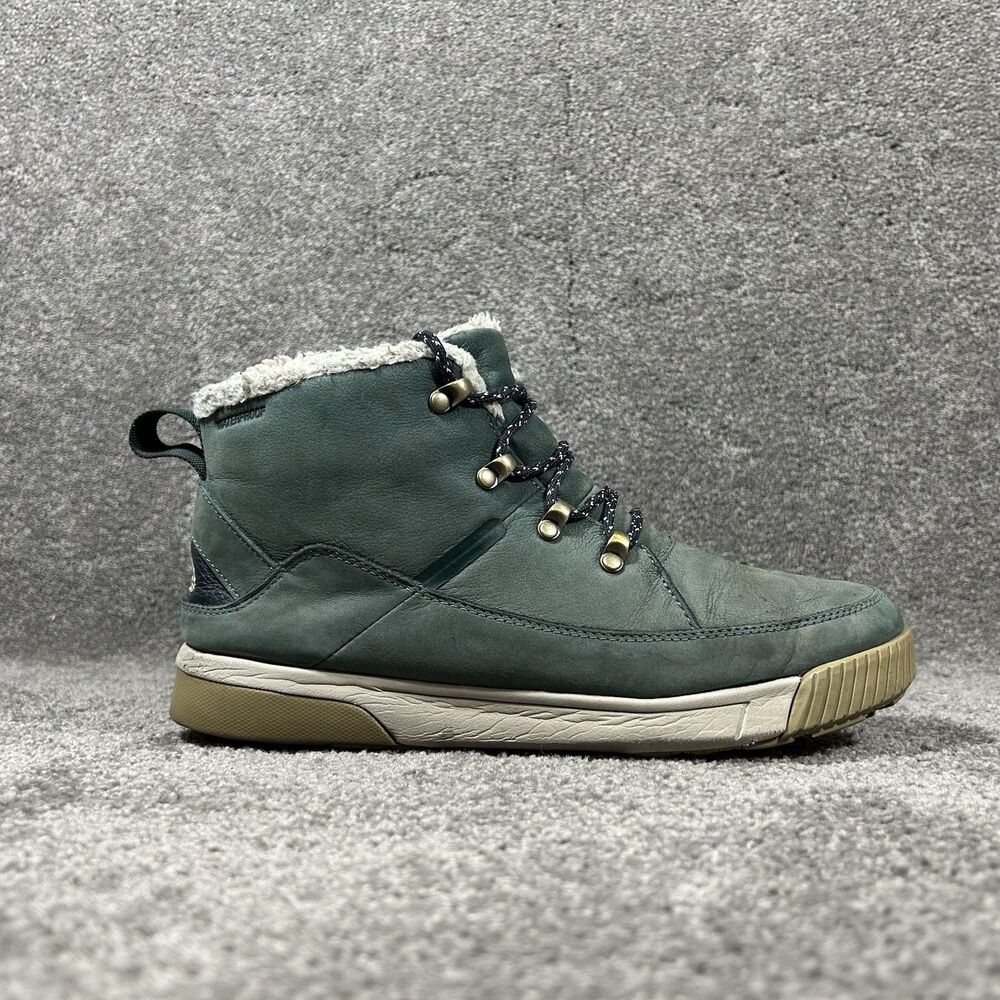 The North Face Sierra Women's Sz 10.5 Green Leather Mid Lace WP Insulated Boots